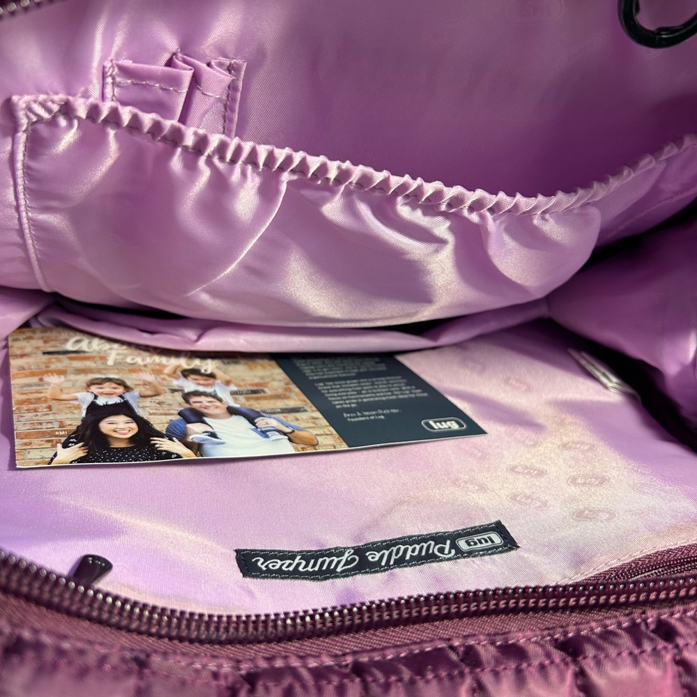 Lug Puddle Jumper Overnight Gym Bag Berry Floral RFID Quilted Travel Tote NEW - Picture 9 of 11